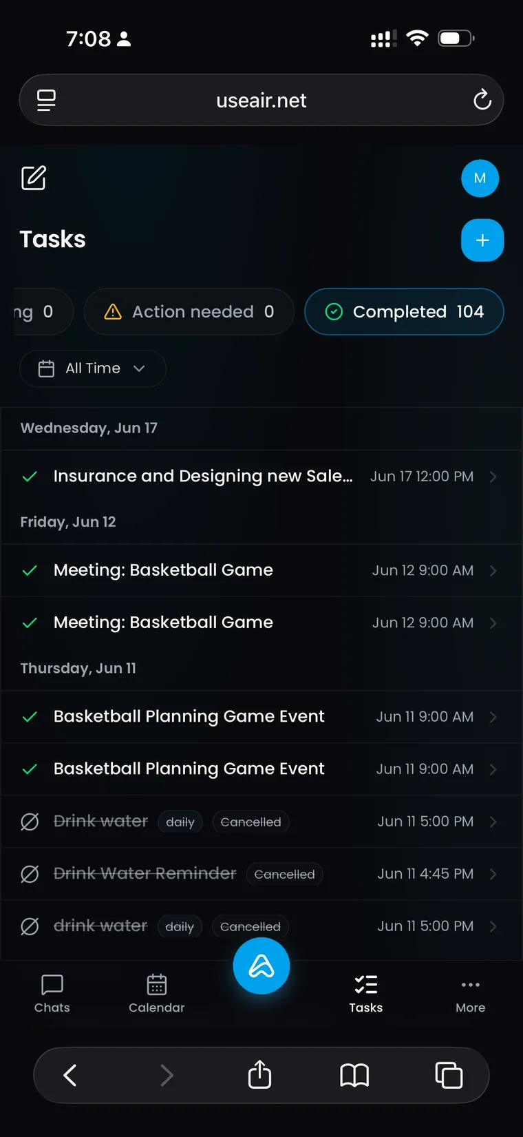 The AiR tasks list keeping work on track
