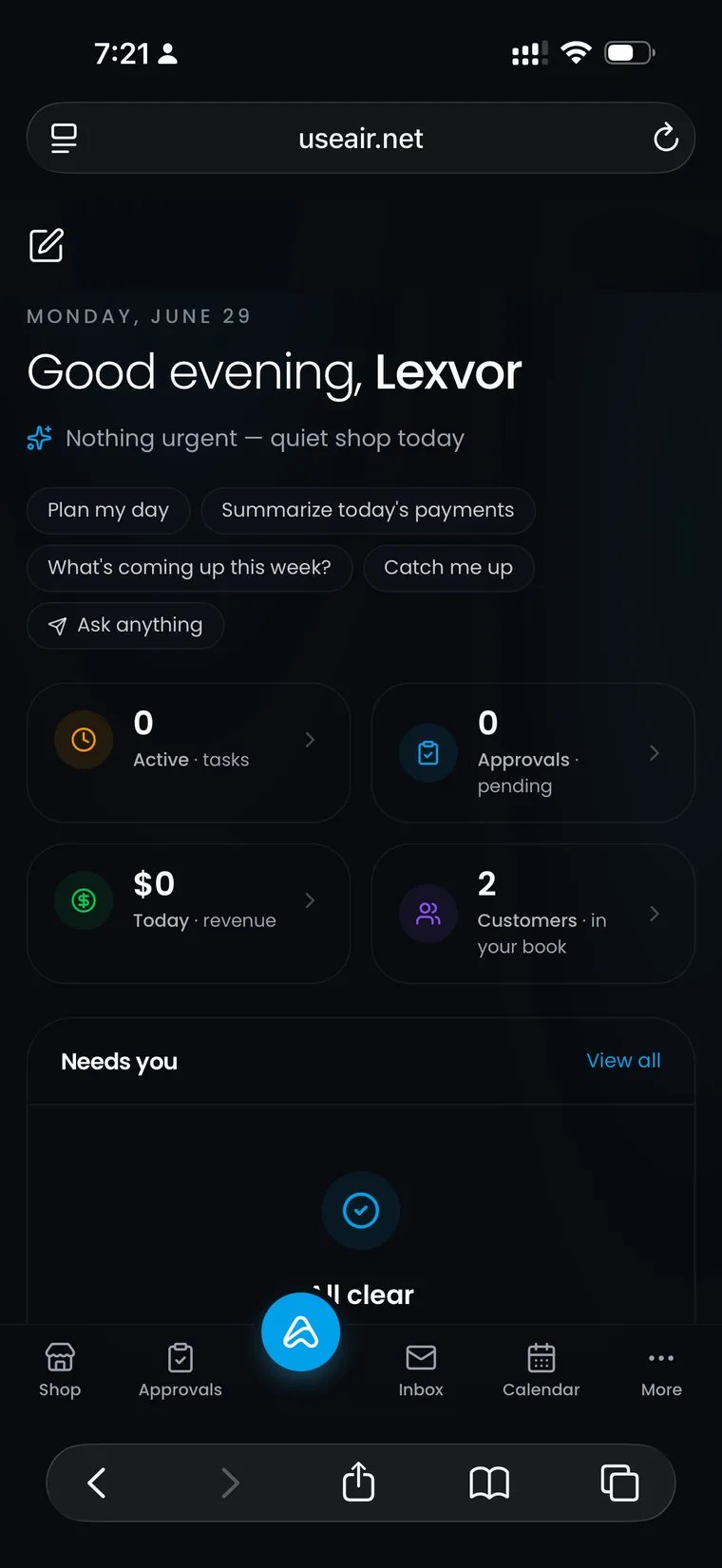 Balance and payouts from your agent in the AiR app